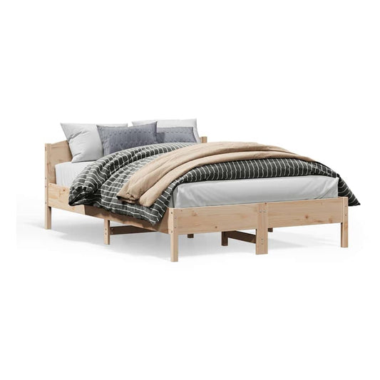 Bed Frame without Mattress Solid Wood Pine Length Natural