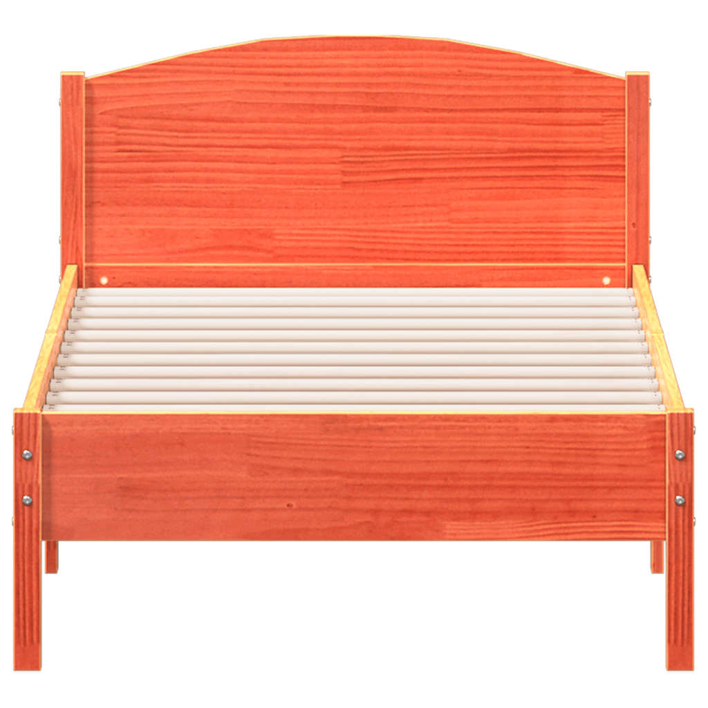 vidaXL Bed Frame | Wax Brown | Solid pine wood | Small Single | Sturdy 4