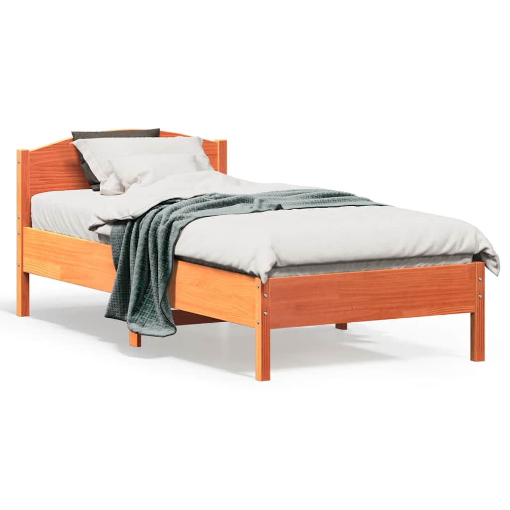 vidaXL Bed Frame | Wax Brown | Solid pine wood | Small Single | Sturdy 1