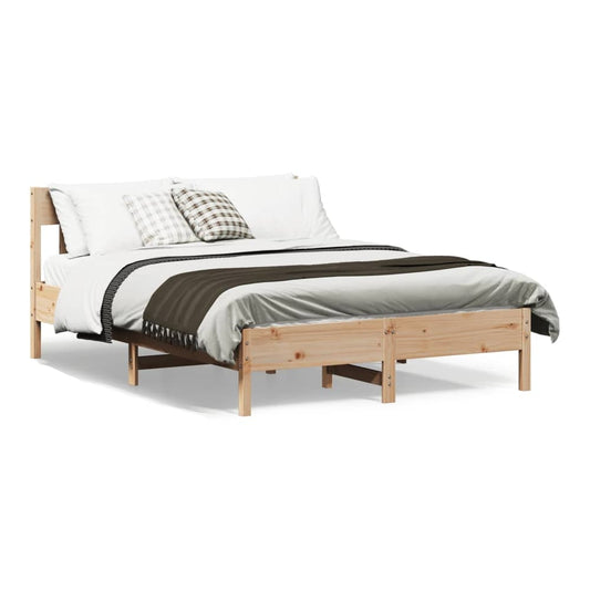 Bed Frame without Mattress Solid Wood Pine Length 200 cm Natural 140 cm