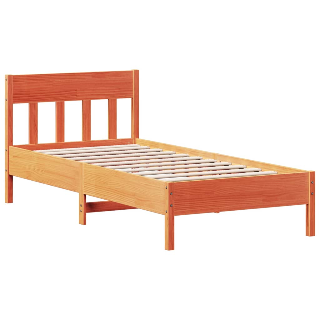 vidaXL Bed Frame without Mattress Wax Brown 100x200 cm Solid Wood Pine 2