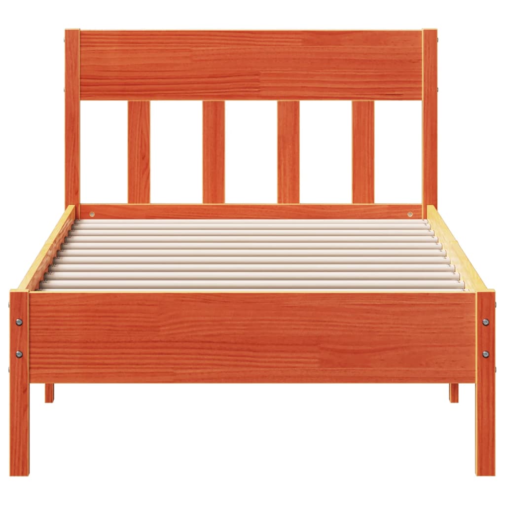 vidaXL Bed Frame without Mattress Wax Brown 100x200 cm Solid Wood Pine 4