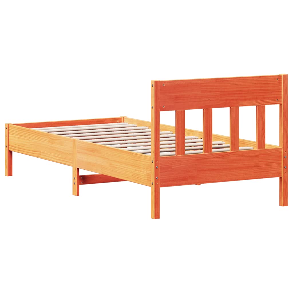 vidaXL Bed Frame without Mattress Wax Brown 100x200 cm Solid Wood Pine 6