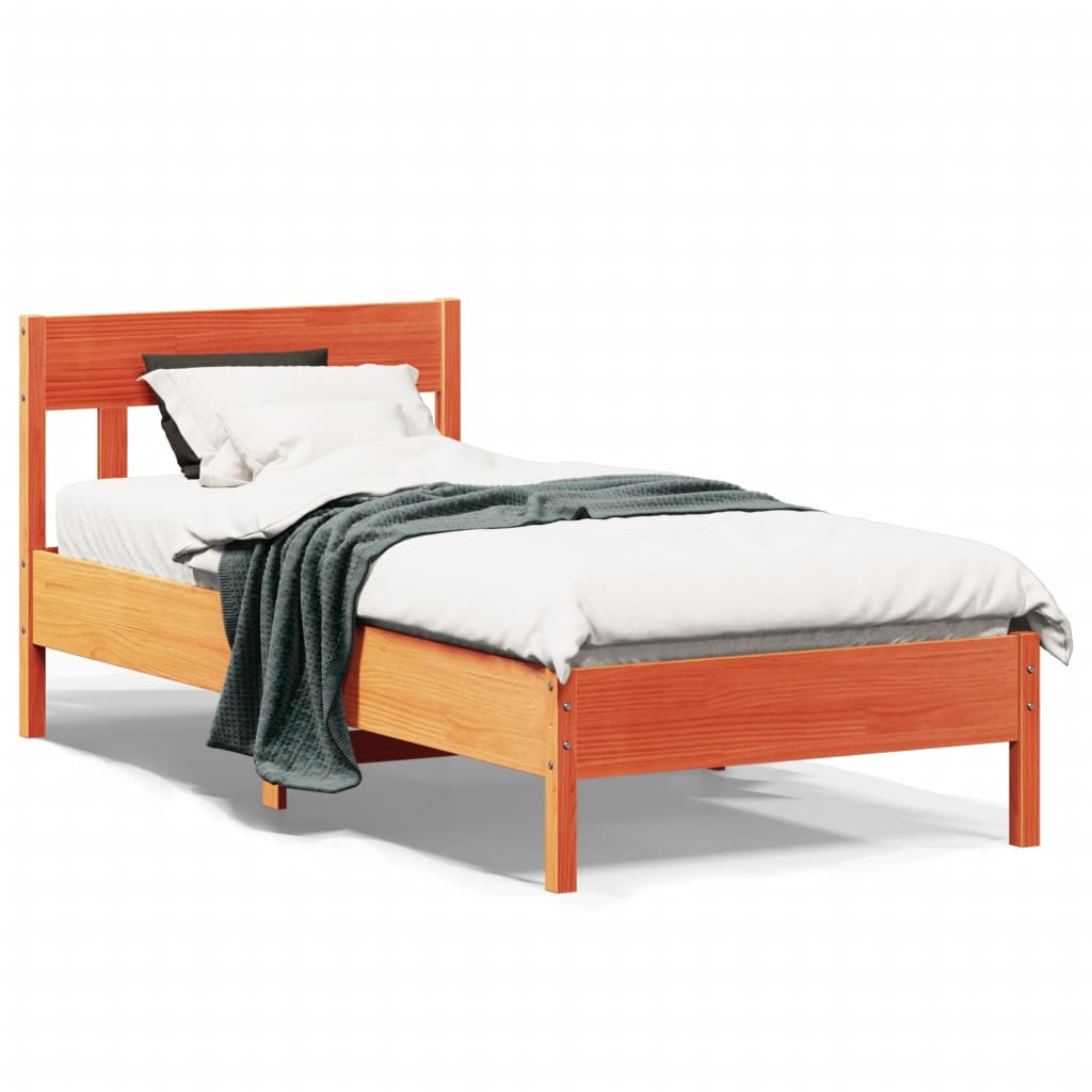 vidaXL Bed Frame without Mattress Wax Brown 100x200 cm Solid Wood Pine 1