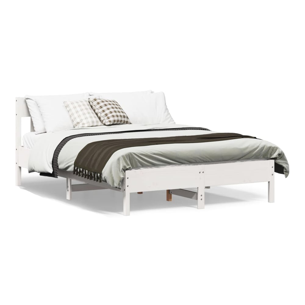 Bed Frame without Mattress Solid Wood Pine Length 190 cm White 120 cm