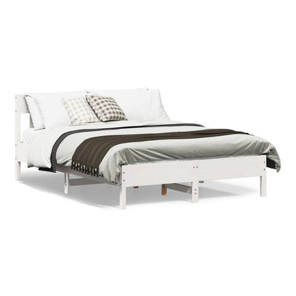 Bed Frame without Mattress Solid Wood Pine Length 190 cm White 120 cm