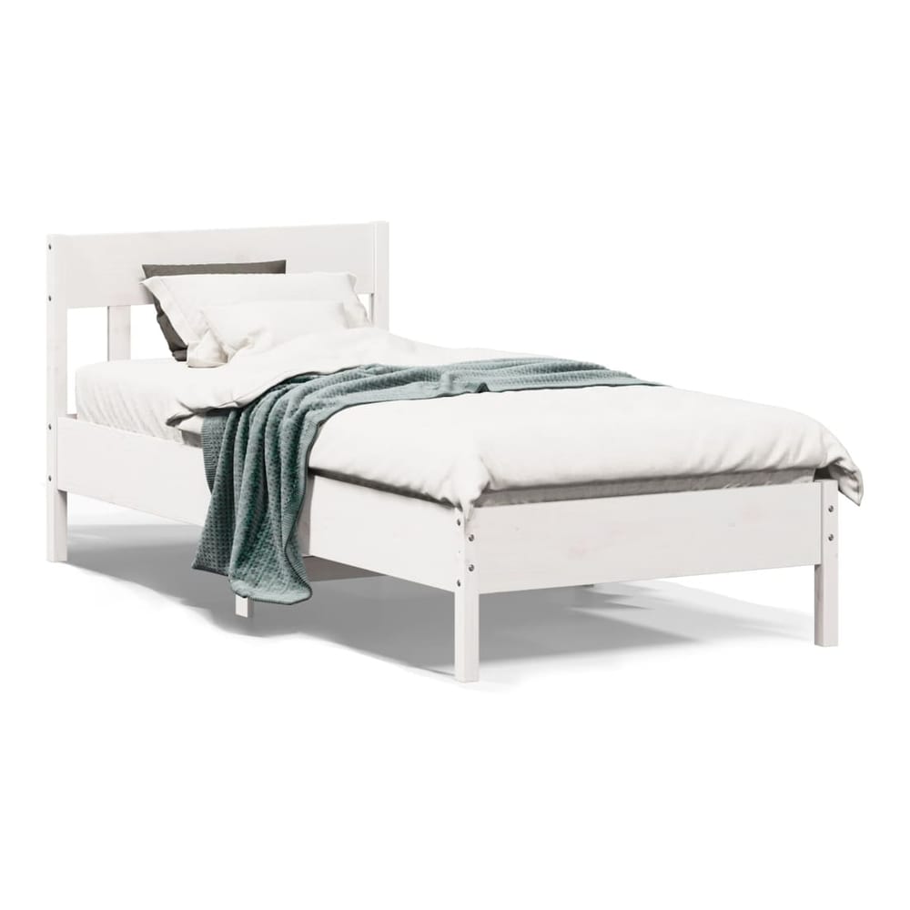 Bed Frame without Mattress Solid Wood Pine Length 190 cm White 75 cm