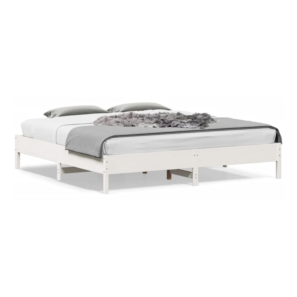 Bed Frame without Mattress Solid Wood Pine Length 200 cm White 180 cm