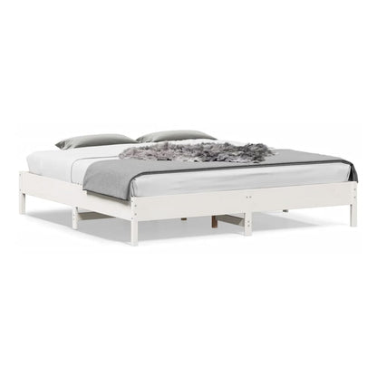 Bed Frame without Mattress Solid Wood Pine Length 200 cm White 180 cm