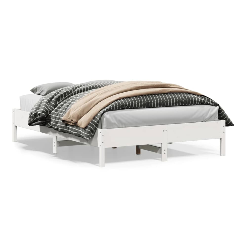 Bed Frame without Mattress Solid Wood Pine Length 200 cm White 160 cm