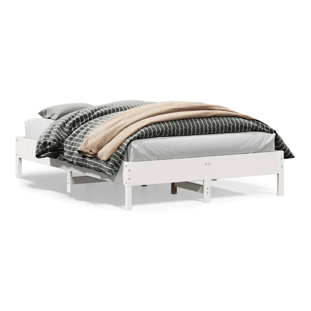 Bed Frame without Mattress Solid Wood Pine Length 200 cm White 150 cm