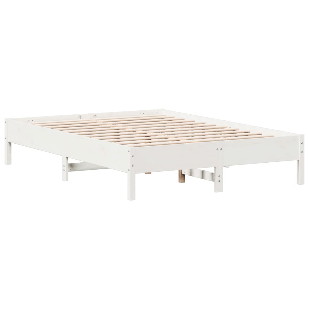 vidaXL Bed Frame without Mattress White 140x200 cm Solid Wood Pine 2