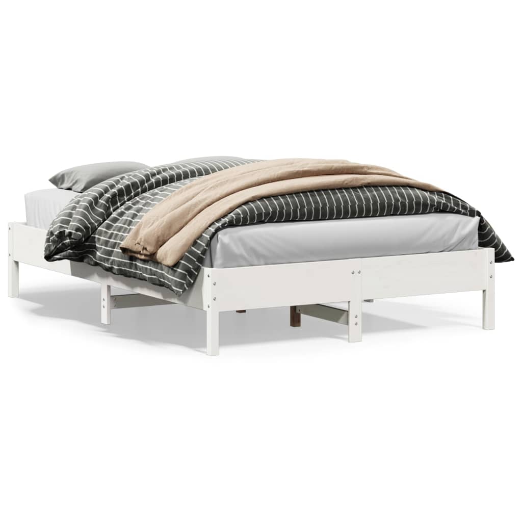 vidaXL Bed Frame without Mattress White 140x200 cm Solid Wood Pine 1