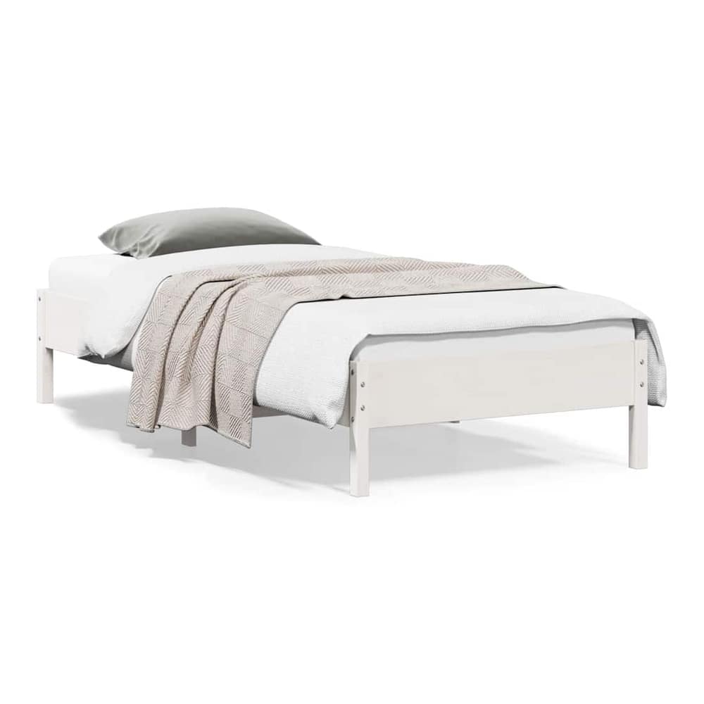 Bed Frame without Mattress Solid Wood Pine Length 200 cm White 100 cm