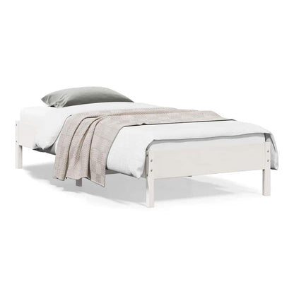 Bed Frame without Mattress Solid Wood Pine Length 200 cm White 100 cm