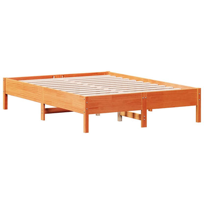 vidaXL Bed Frame without Mattress Wax Brown 135x190 cm Double Solid Wood Pine 2