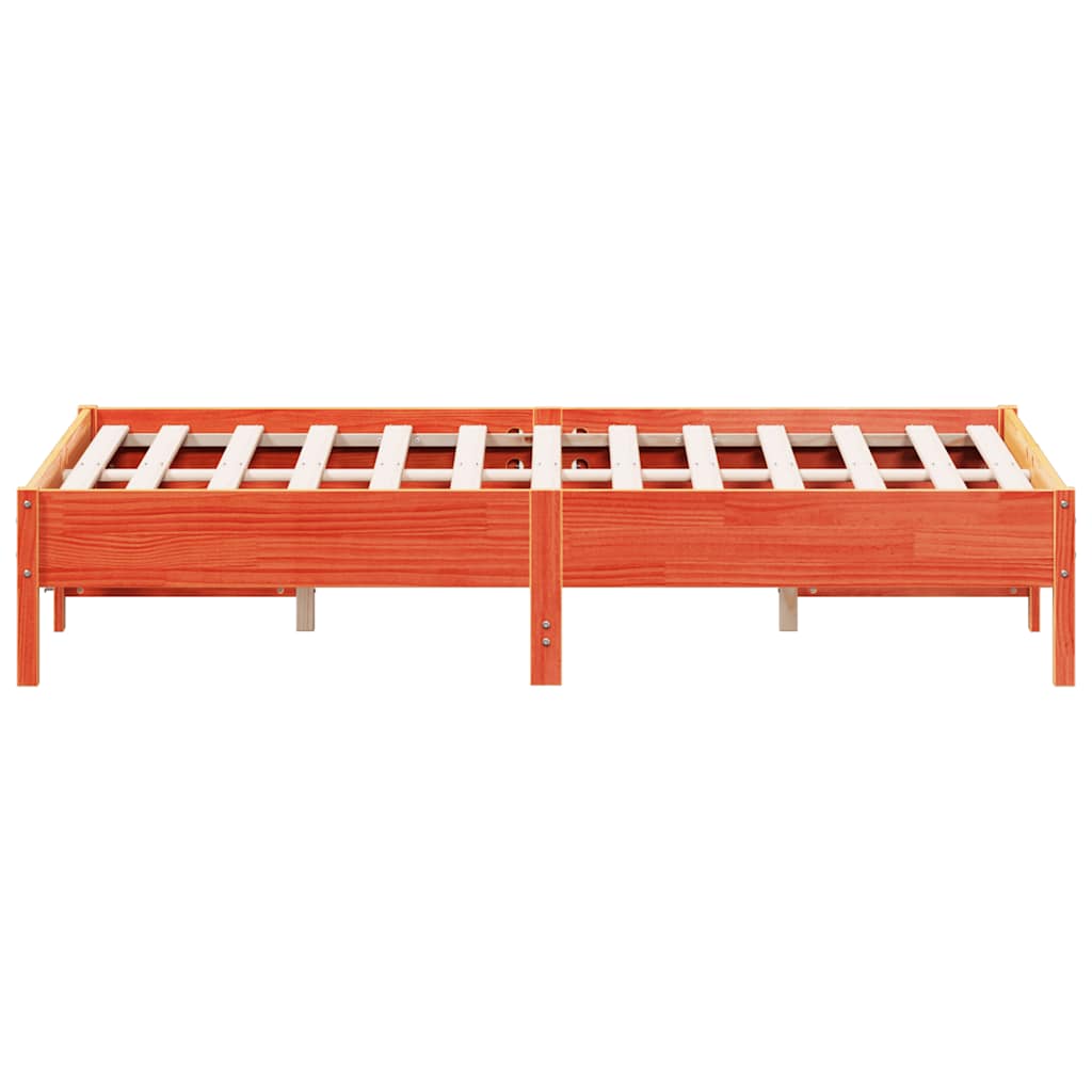 vidaXL Bed Frame without Mattress Wax Brown 135x190 cm Double Solid Wood Pine 5