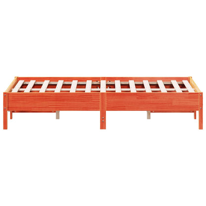 vidaXL Bed Frame without Mattress Wax Brown 135x190 cm Double Solid Wood Pine 5