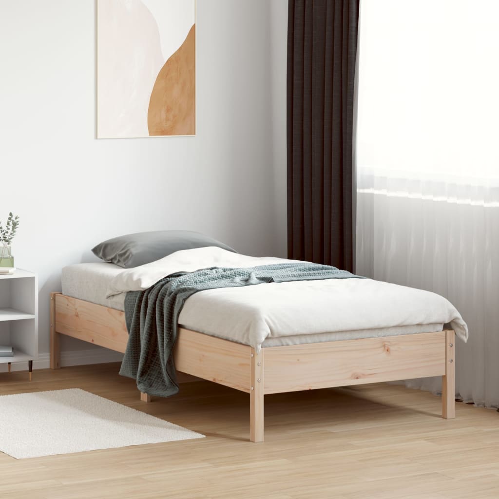 vidaXL Bed Frame without Mattress 75x190 cm Small Single Solid Wood Pine 3