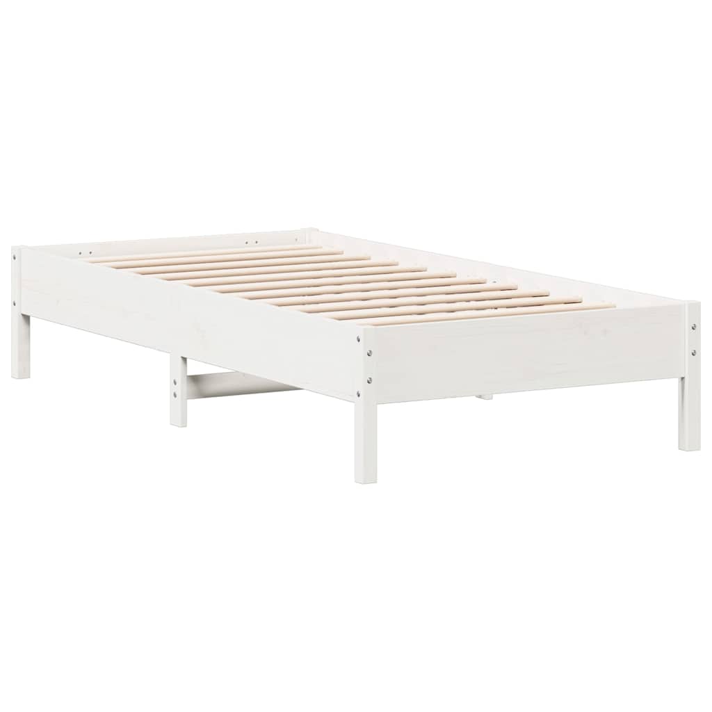 vidaXL Bed Frame without Mattress White 75x190 cm Solid Wood Pine 2