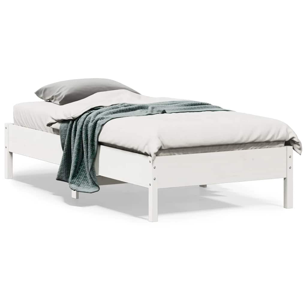 vidaXL Bed Frame without Mattress White 75x190 cm Solid Wood Pine 1