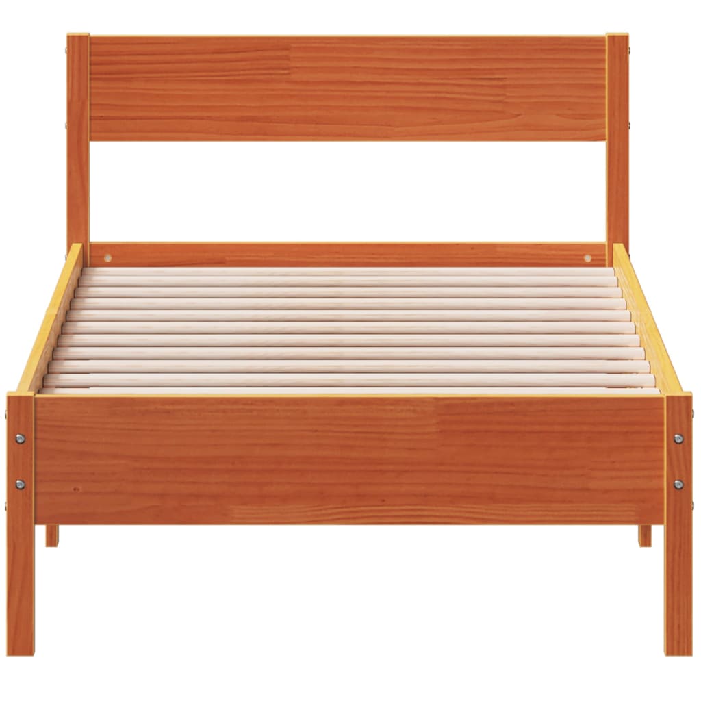 vidaXL Bed Frame without Mattress Wax Brown 90x190 cm Single Solid Wood Pine 4
