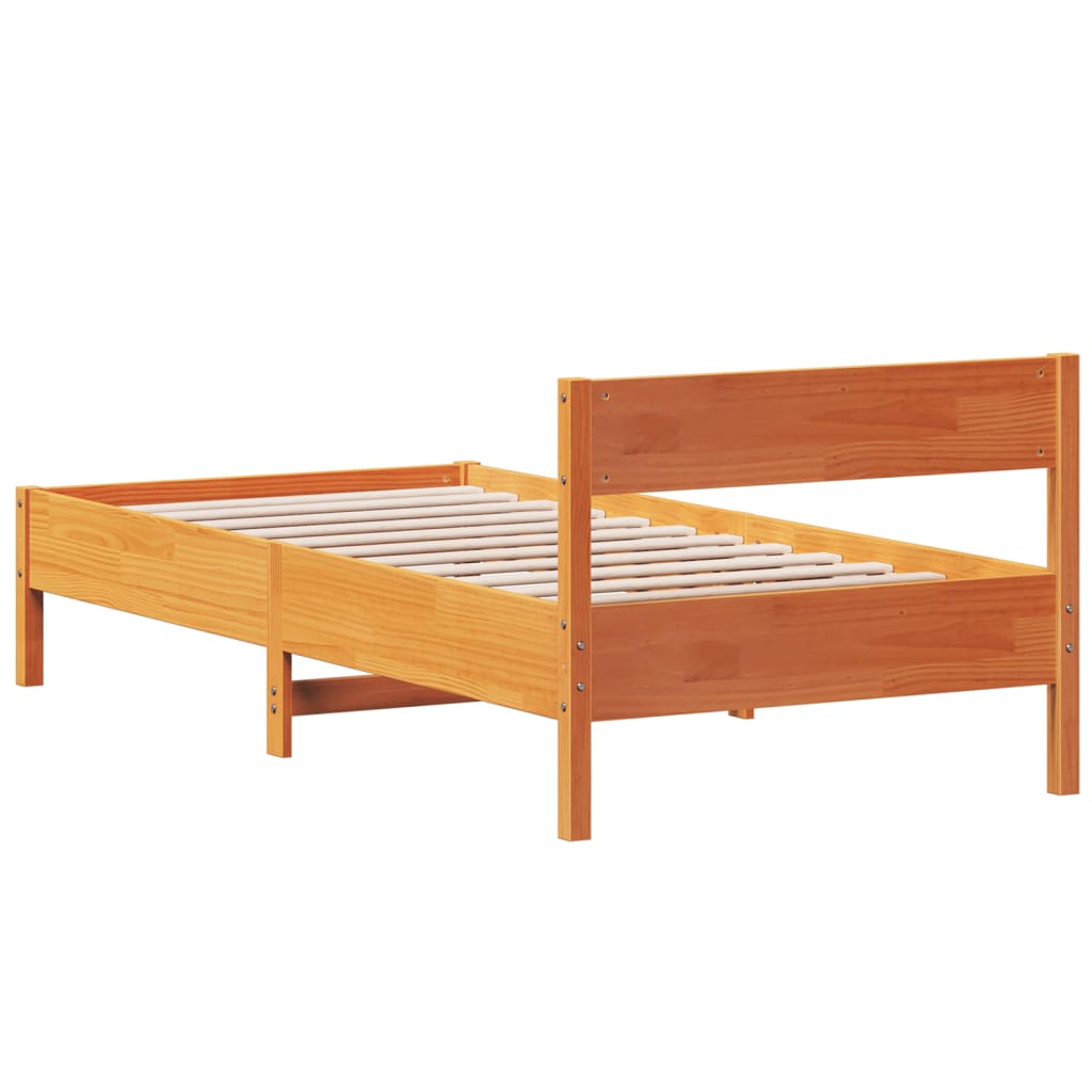 vidaXL Bed Frame without Mattress Wax Brown 90x190 cm Single Solid Wood Pine 6