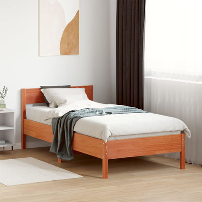 vidaXL Bed Frame without Mattress Wax Brown 90x190 cm Single Solid Wood Pine 1