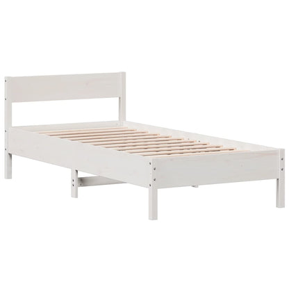 vidaXL Bed Frame without Mattress White 75x190 cm Small Single Solid Wood Pine 3