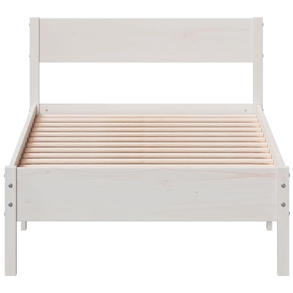 vidaXL Bed Frame without Mattress White 75x190 cm Small Single Solid Wood Pine 4