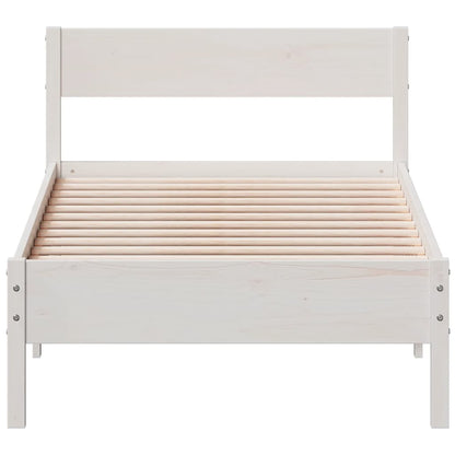 vidaXL Bed Frame without Mattress White 75x190 cm Small Single Solid Wood Pine 4