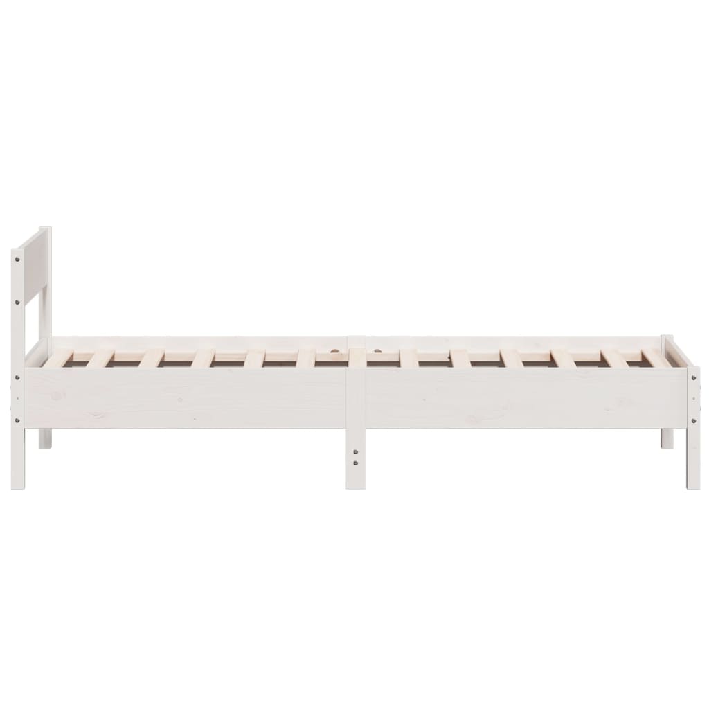 vidaXL Bed Frame without Mattress White 75x190 cm Small Single Solid Wood Pine 5