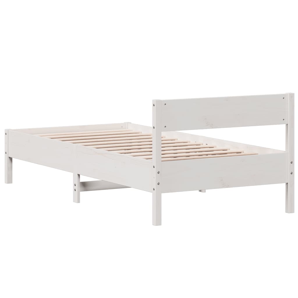 vidaXL Bed Frame without Mattress White 75x190 cm Small Single Solid Wood Pine 6