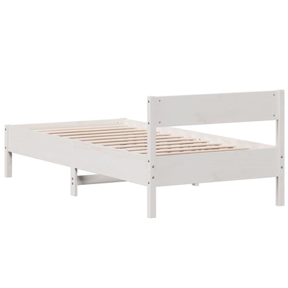 vidaXL Bed Frame without Mattress White 75x190 cm Small Single Solid Wood Pine 6