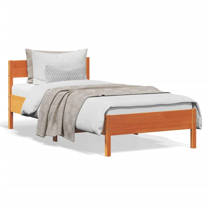 vidaXL Bed Frame without Mattress Wax Brown 75x190 cm Small Single Solid Wood Pine 2