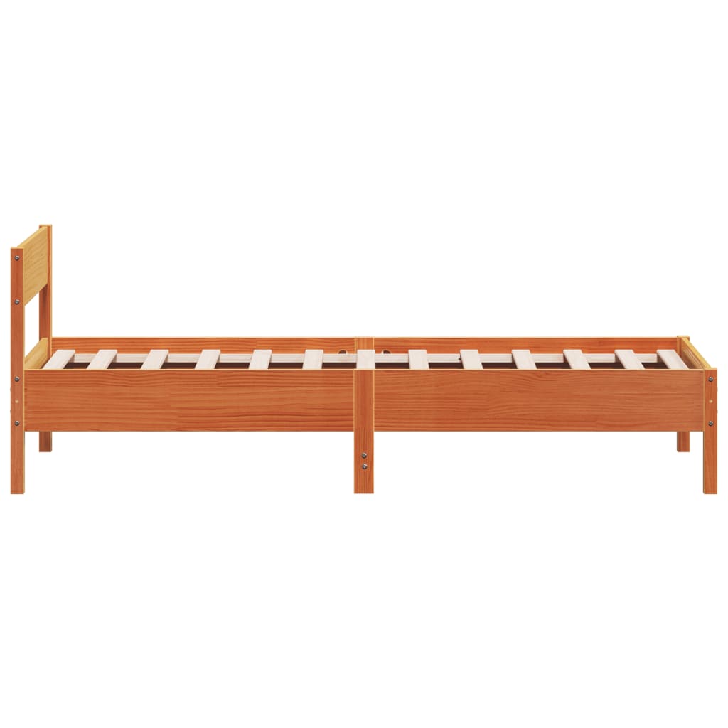 vidaXL Bed Frame without Mattress Wax Brown 75x190 cm Small Single Solid Wood Pine 5