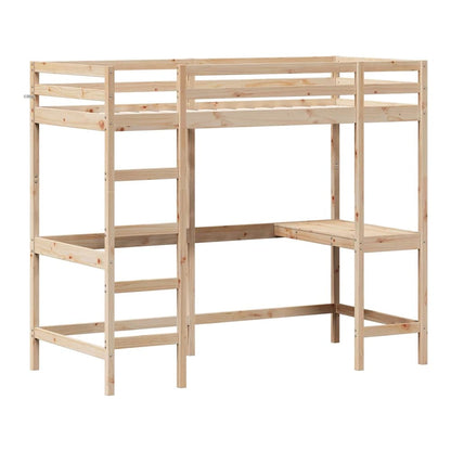 Loft Bed without Mattress Solid Wood Pine Natural 90 cm