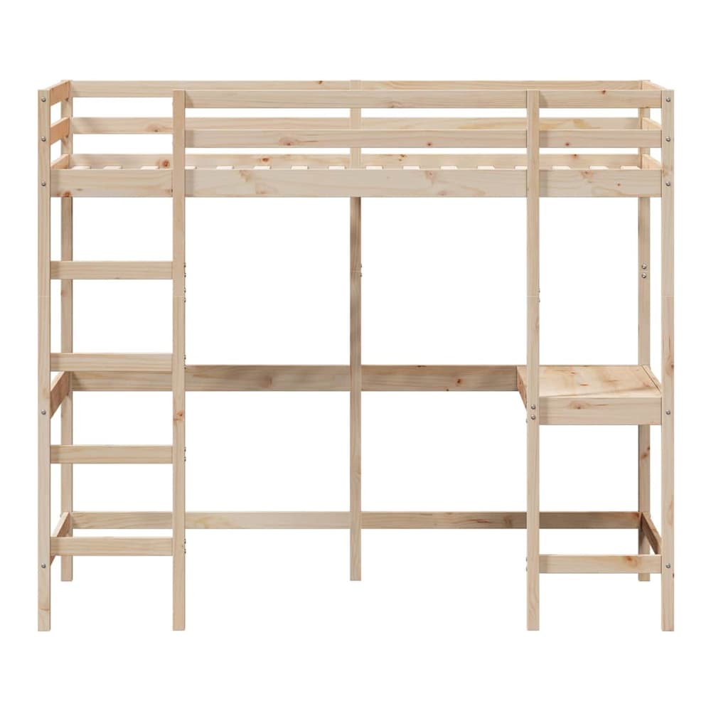 Loft Bed without Mattress Solid Wood Pine Natural 90 cm