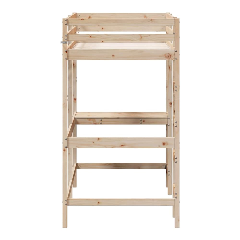 Loft Bed without Mattress Solid Wood Pine Natural 90 cm