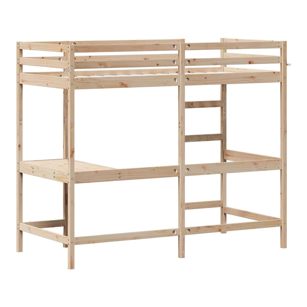 Loft Bed without Mattress Solid Wood Pine Natural 90 cm