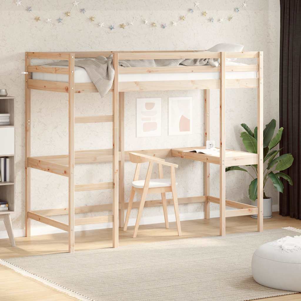 Loft Bed without Mattress Solid Wood Pine Natural