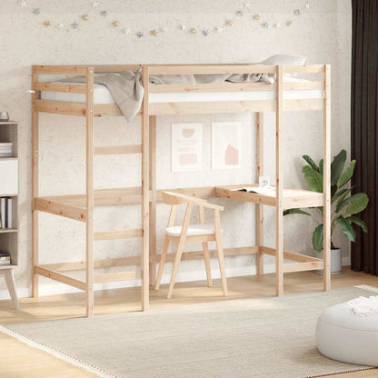 Loft Bed without Mattress Solid Wood Pine Natural