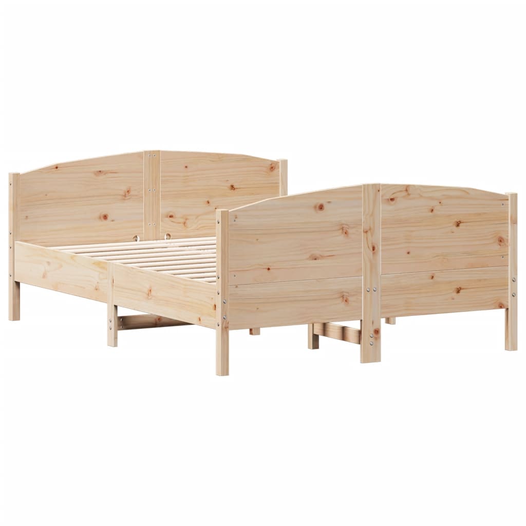 Bed Frame without Mattress Solid Wood Pine Length 200 cm Natural 160 cm