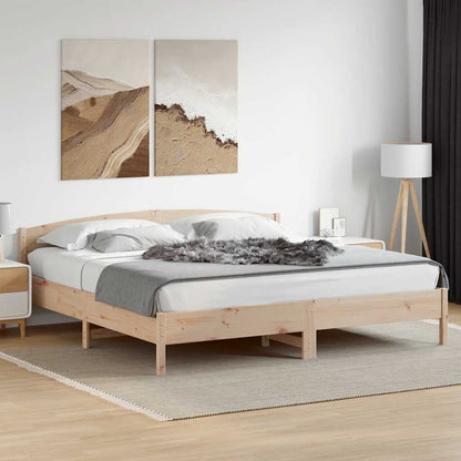 Bed Frame without Mattress Solid Wood Pine Length 200 cm Natural 180 cm