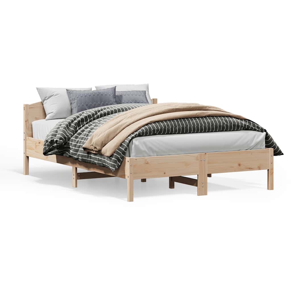 Bed Frame without Mattress Solid Wood Pine Length 200 cm Natural 160 cm