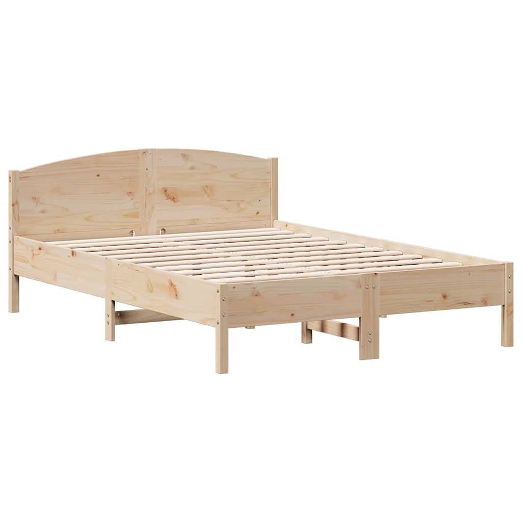 Bed Frame without Mattress Solid Wood Pine Length 200 cm Natural 160 cm