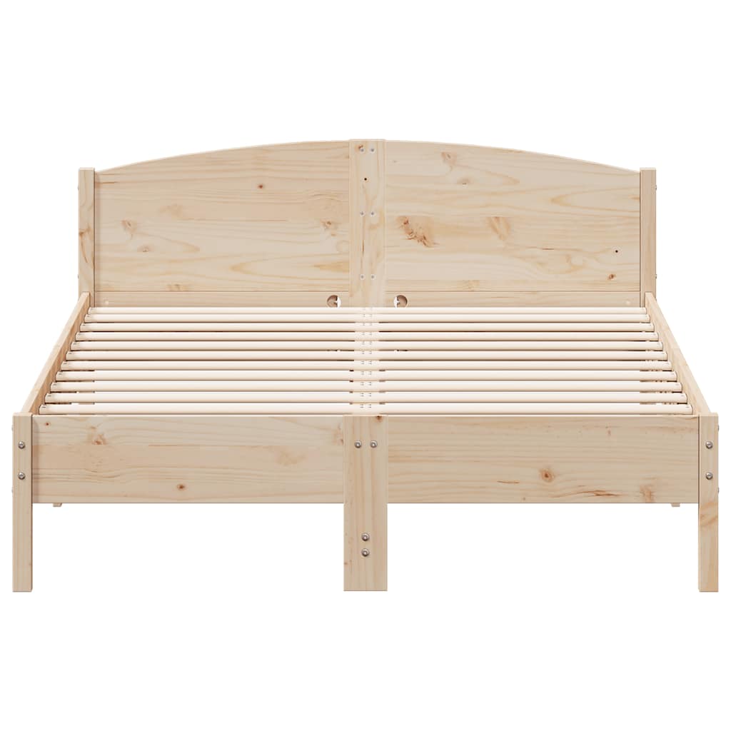 Bed Frame without Mattress Solid Wood Pine Length 200 cm Natural 160 cm