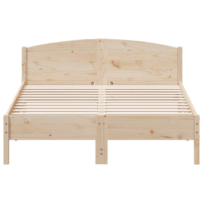 Bed Frame without Mattress Solid Wood Pine Length 200 cm Natural 160 cm