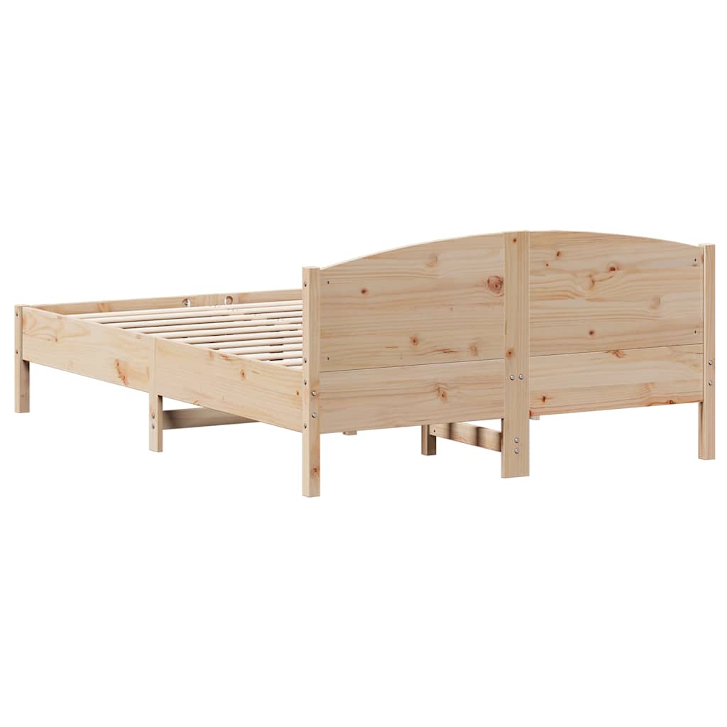Bed Frame without Mattress Solid Wood Pine Length 200 cm Natural 160 cm