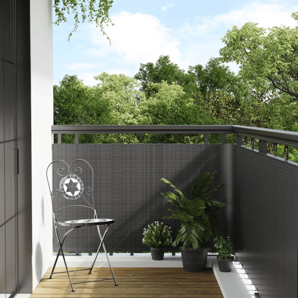 vidaXL Balcony Screen Anthracite 500x100 cm Poly Rattan 1